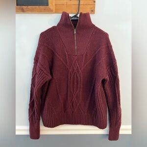 Natural Reflections Burgundy Cable Knit Half Zip Sweater Women’s M
